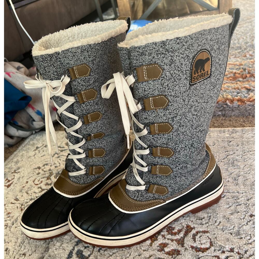 Sorel Tivoli High Waterproof Winter Lace Up Faux Fur Boots Size 10 - Picture 2 of 13